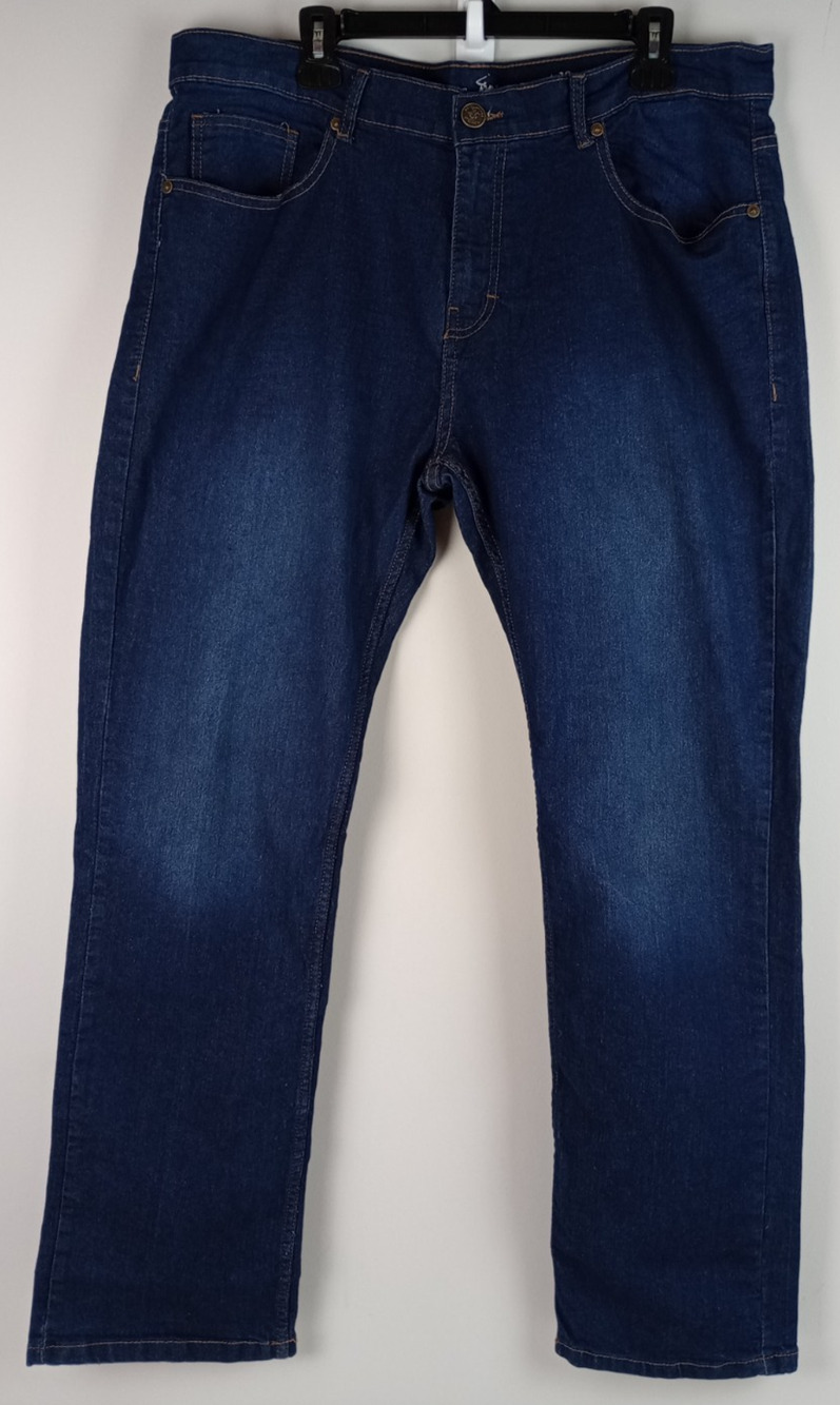 Beverly Hills Polo Club Mens 38x32 Regular Fit Straight Cut Denim Blue Jeans
